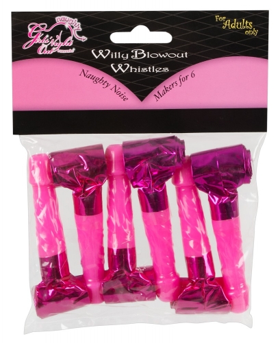 Willy Blowout Whistles - Farbe: pink - Menge: 6Stck