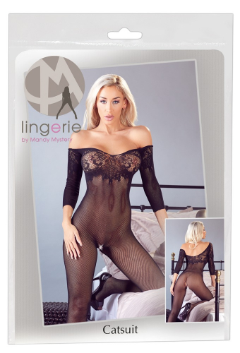 Mandy Mystery lingerie Catsuit mit extra groem Ausschnitt - Farbe: schwarz - Gre: S-L